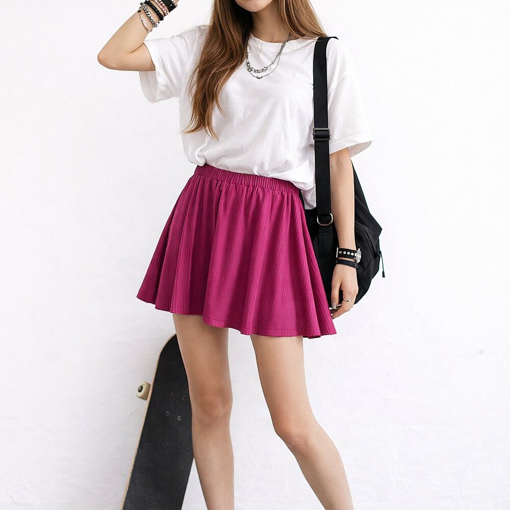 New Dusty Rose Pink Pleated Skirt XL Flowy A-Line by Graine
